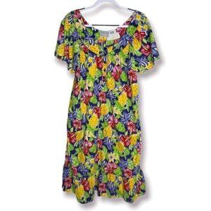 Vintage 90s Speed Limit MPH Size L Tropical Floral Pineapple Patio Dress